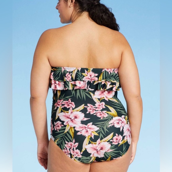 Kona Sol Women's ruffle Bandeau  - Floral Print botanical size XL XLarge - Picture 2 of 9